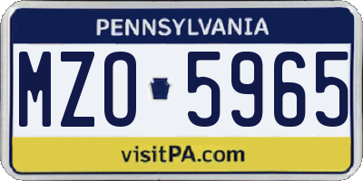 PA license plate MZO5965