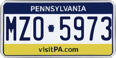 PA license plate MZO5973