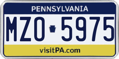 PA license plate MZO5975