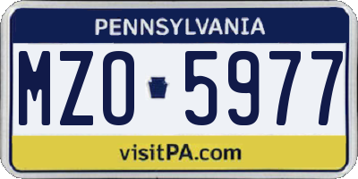 PA license plate MZO5977