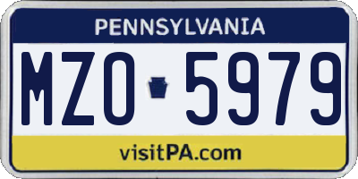PA license plate MZO5979