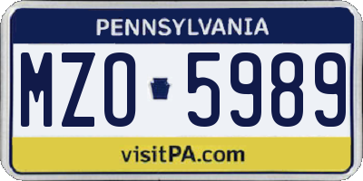 PA license plate MZO5989