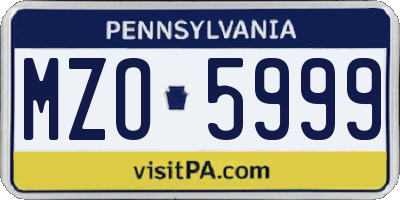 PA license plate MZO5999