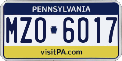 PA license plate MZO6017