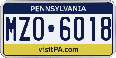 PA license plate MZO6018