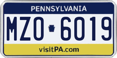 PA license plate MZO6019