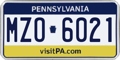 PA license plate MZO6021