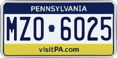 PA license plate MZO6025