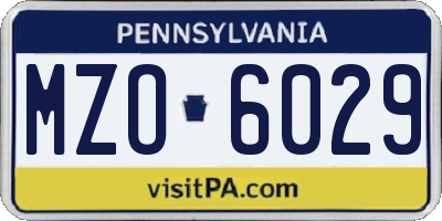 PA license plate MZO6029