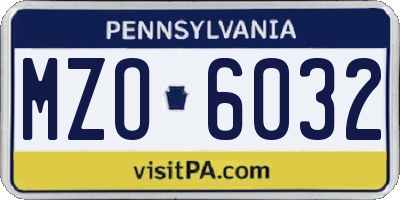 PA license plate MZO6032