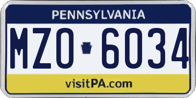 PA license plate MZO6034