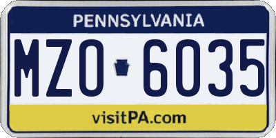 PA license plate MZO6035