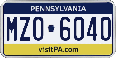 PA license plate MZO6040