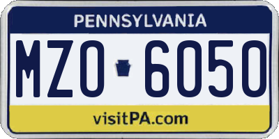 PA license plate MZO6050