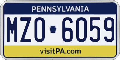 PA license plate MZO6059
