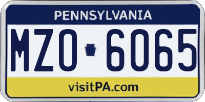 PA license plate MZO6065