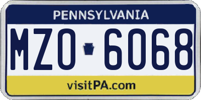 PA license plate MZO6068