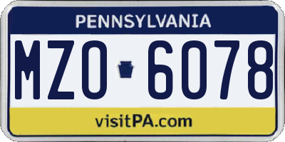 PA license plate MZO6078