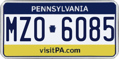 PA license plate MZO6085