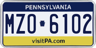 PA license plate MZO6102