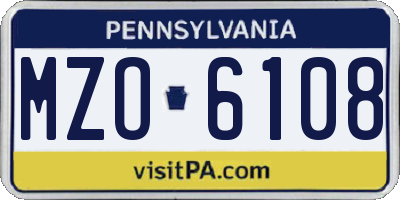 PA license plate MZO6108