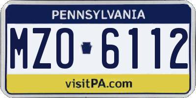 PA license plate MZO6112