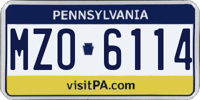 PA license plate MZO6114