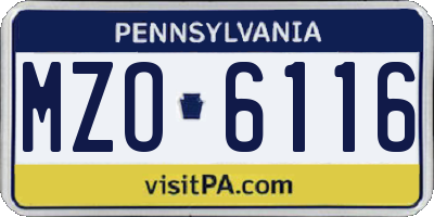 PA license plate MZO6116