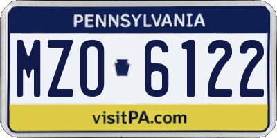 PA license plate MZO6122