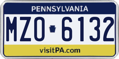 PA license plate MZO6132
