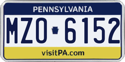 PA license plate MZO6152