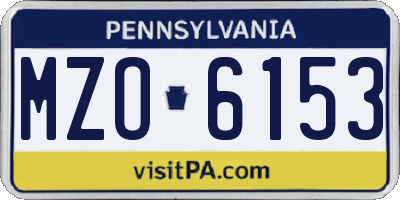 PA license plate MZO6153
