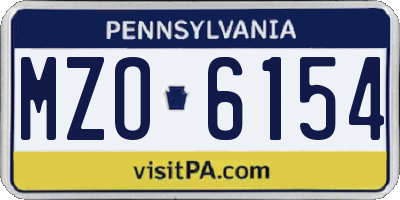 PA license plate MZO6154