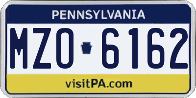 PA license plate MZO6162