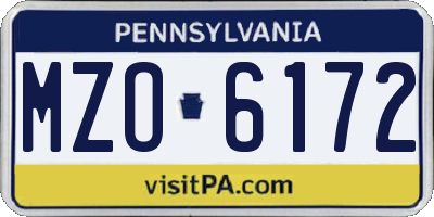 PA license plate MZO6172