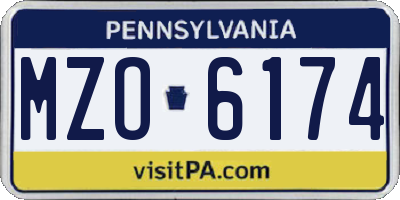 PA license plate MZO6174