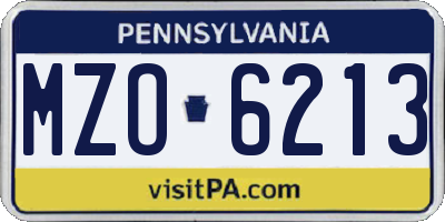 PA license plate MZO6213