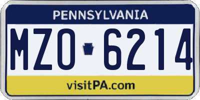 PA license plate MZO6214