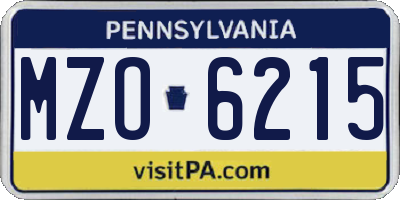 PA license plate MZO6215