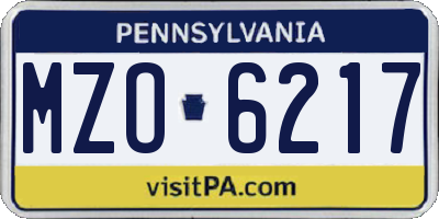 PA license plate MZO6217