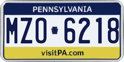 PA license plate MZO6218