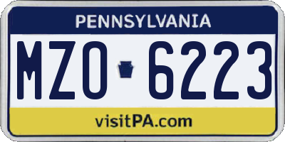 PA license plate MZO6223