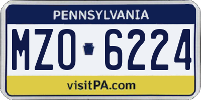 PA license plate MZO6224