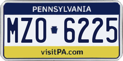 PA license plate MZO6225