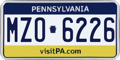 PA license plate MZO6226