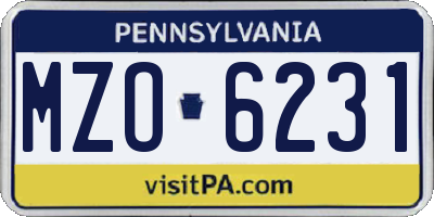 PA license plate MZO6231