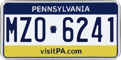 PA license plate MZO6241