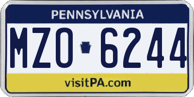 PA license plate MZO6244