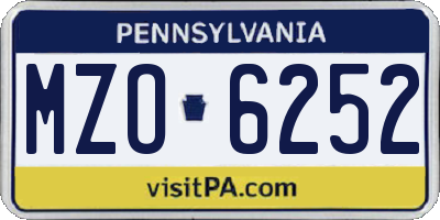 PA license plate MZO6252