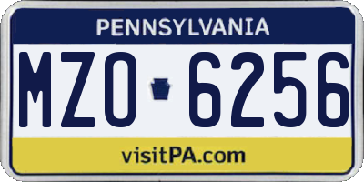 PA license plate MZO6256